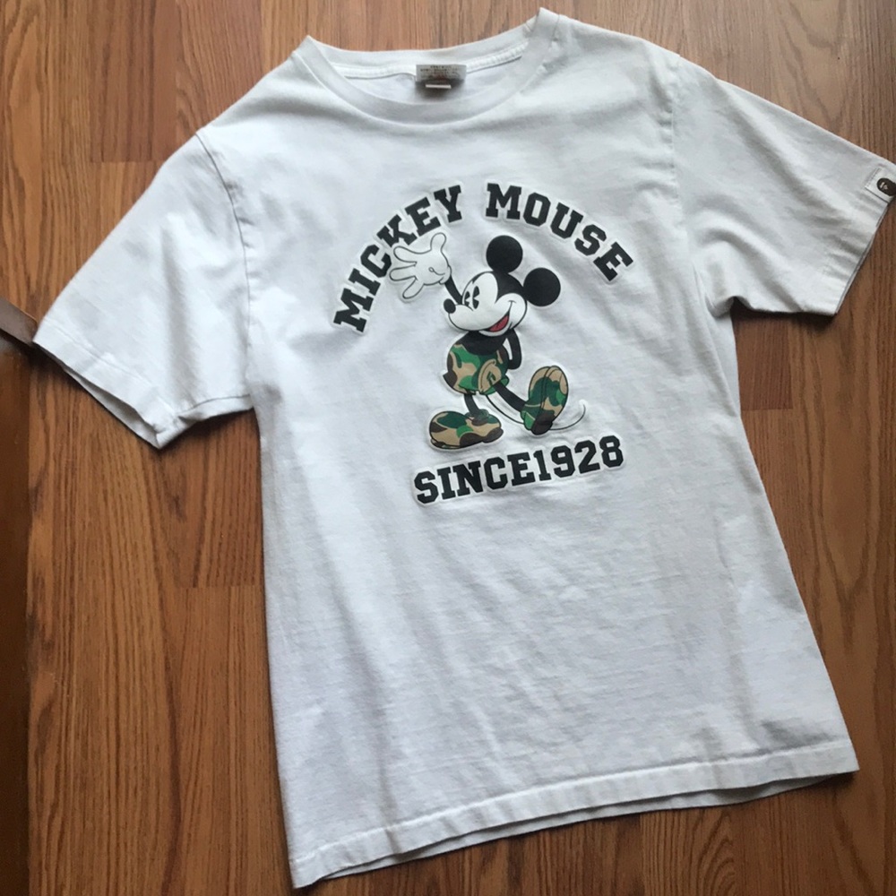 Mickey Mouse X BAPE Bathing Ape White Camo TShirt